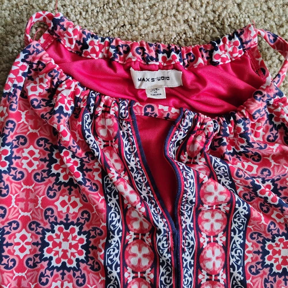 Max Studio XS Red Multicolor Sun Dress